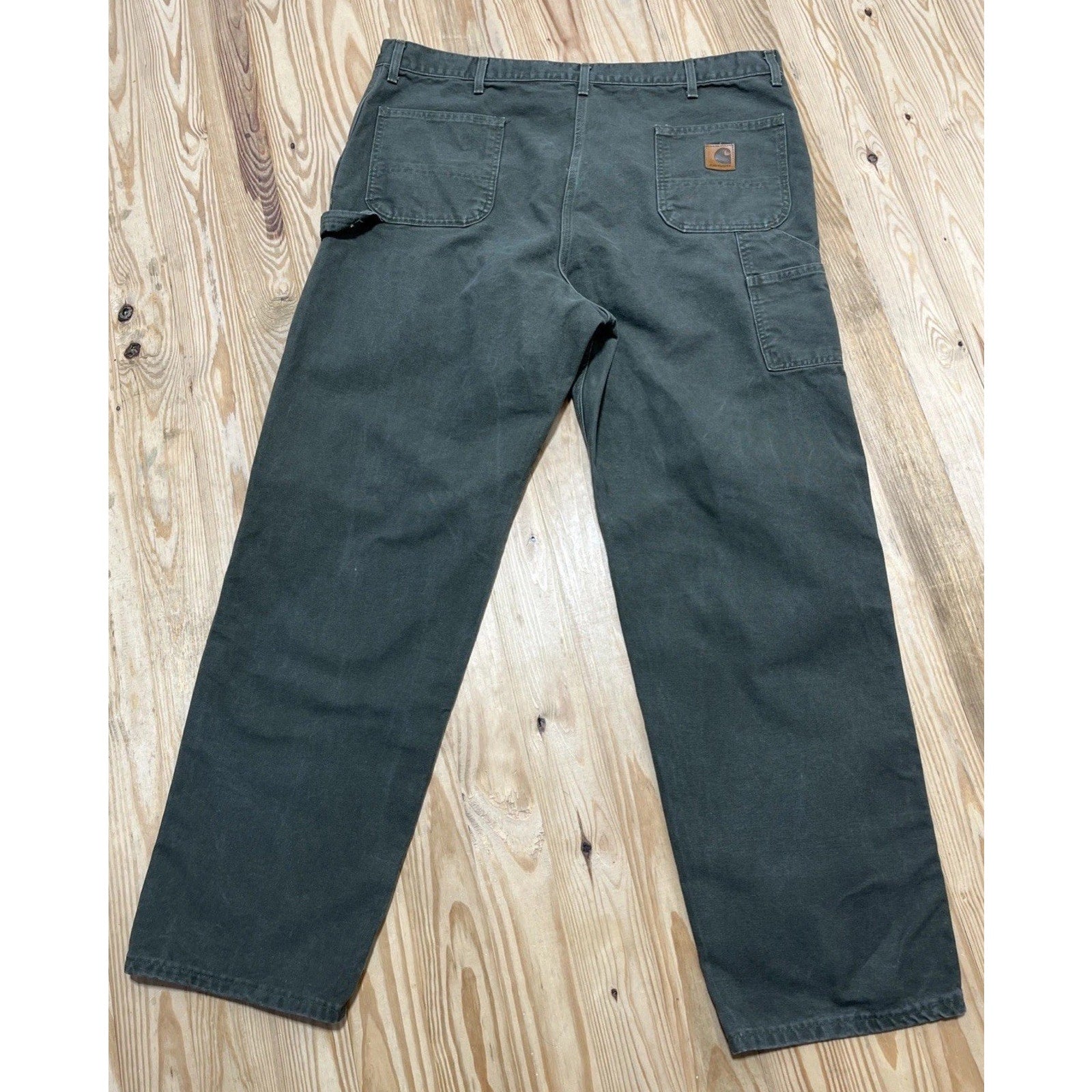 Vtg Carhartt B11 Mos 5 Pocket Relaxed Duck Work Pants In Moss Green 46x34