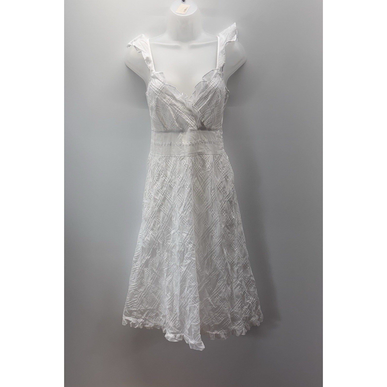 Calvin Klein White Summer Halter Dress Cross Ribbed Design Womens Size 2