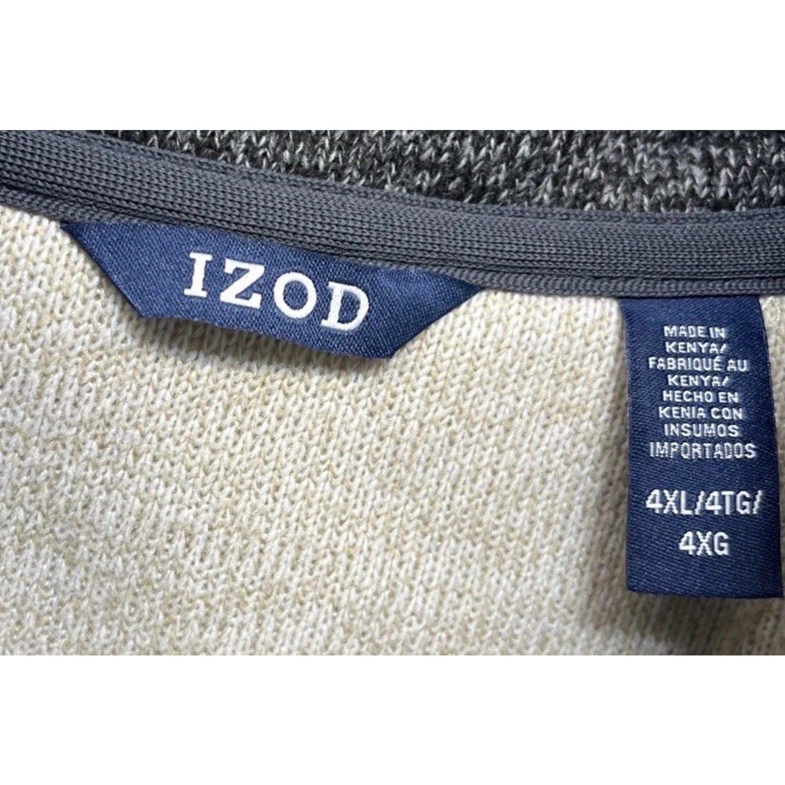 Men’s Izod One Quarter Zip Beige Tech Sweater Sz 4XL