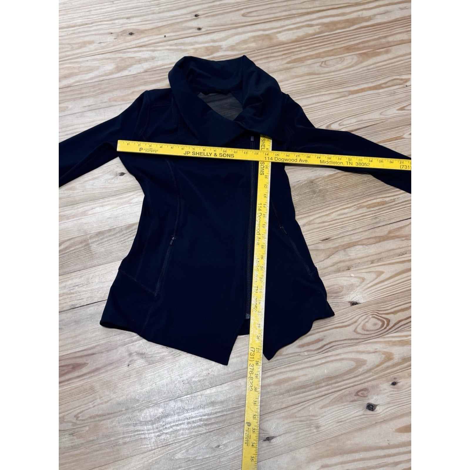 Athleta Blissout Assymeyrical Zip Jacket Sheer Back Black Athletic Women’s XS
