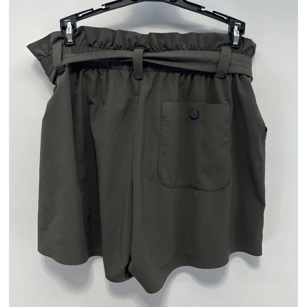 Athleta Green Skyline Paperbag Tie Waist Shorts Size 8 T EUC