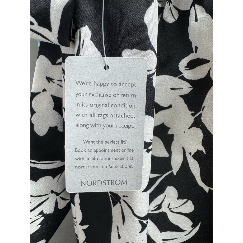NWT London Times Size 10 Black White Floral Halter Wide Leg Jumpsuit Belted