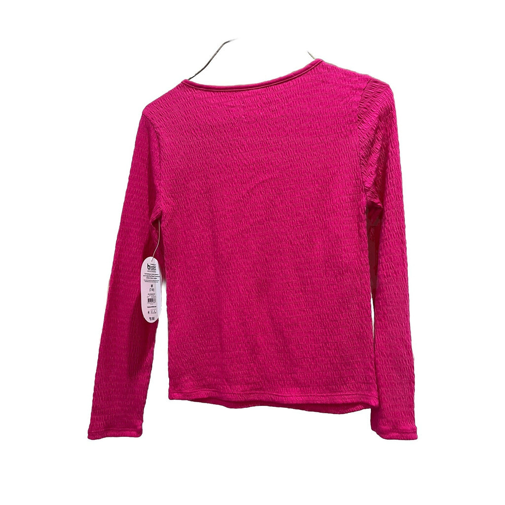 Wonder Nation Girl's Hot Pink Medium 7-8 Long Sleeve Texture Tee