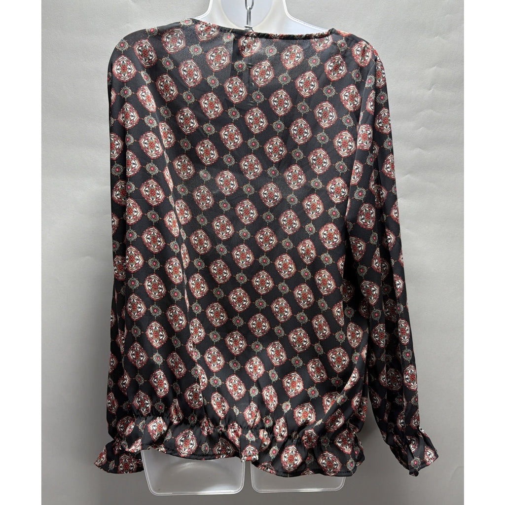 Agnes & Dora Womens L Pullover Cinched Waist Blouse Floral Boho