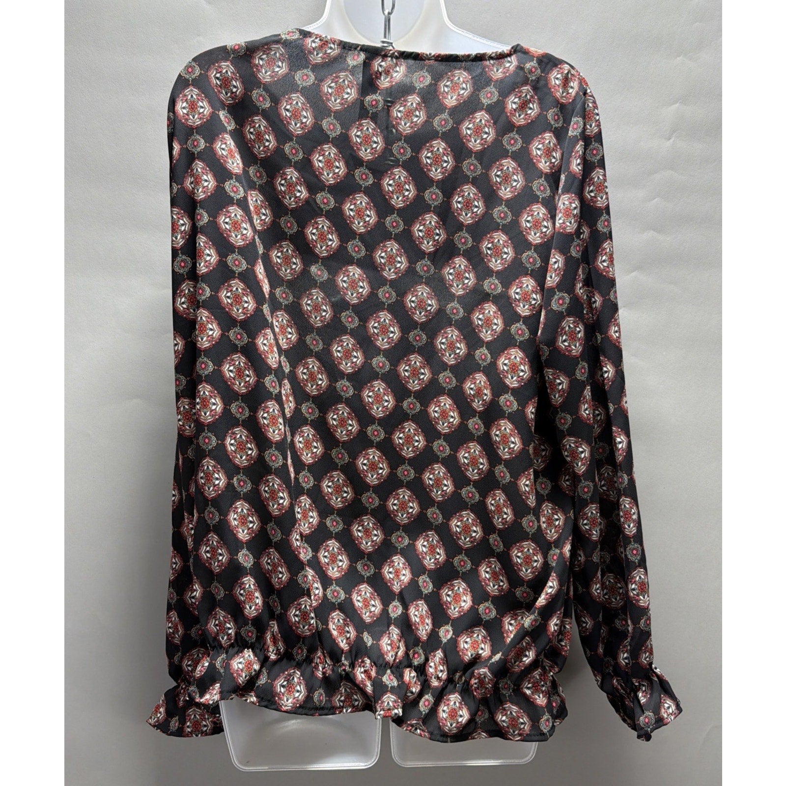 Agnes & Dora Womens L Pullover Cinched Waist Blouse Floral Boho