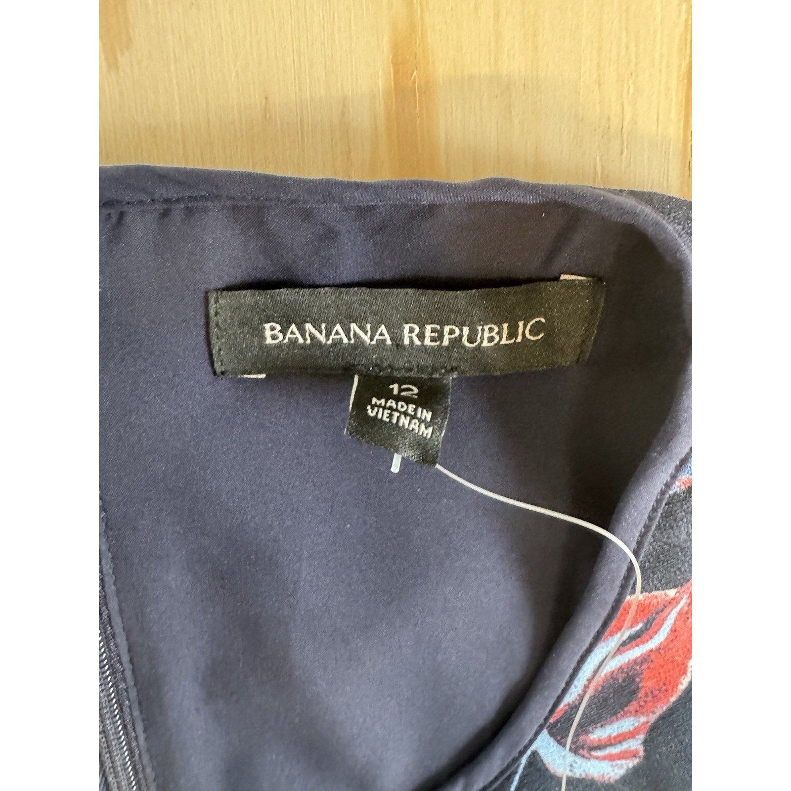 Banana Republic Floral Dress Womens 12 Navy Sleeveless Ruffle Hem Fit Flare New