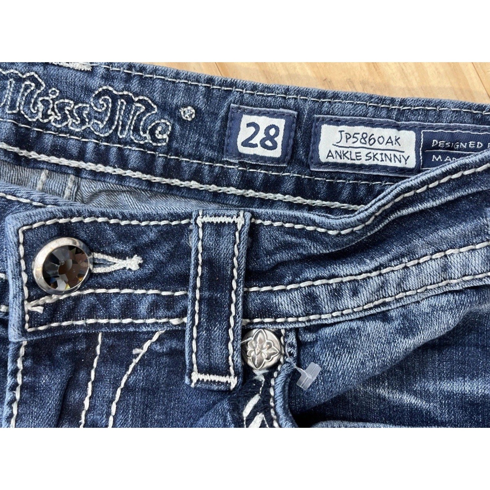 MISS ME Ankle Skinny Jeans Thick Stitch Size 28 28x29 JP5860AK