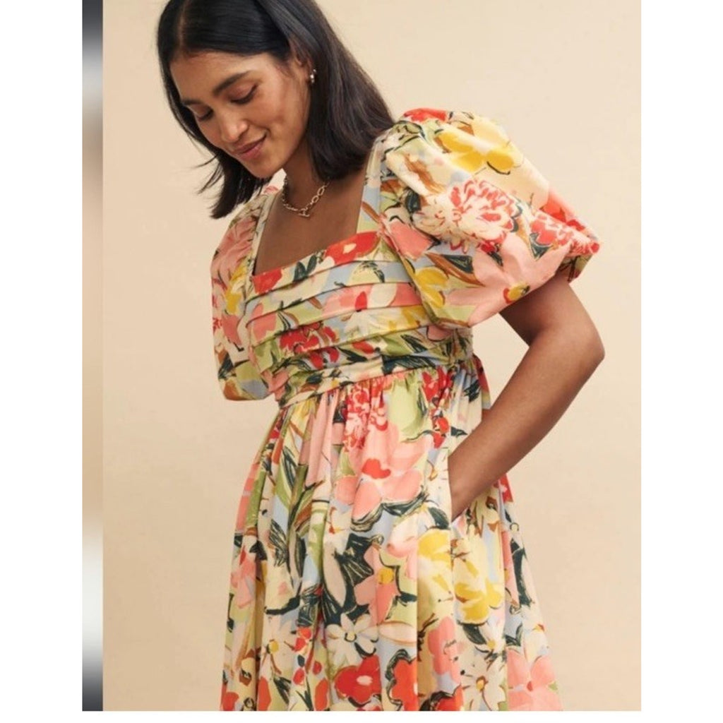 Nobody's Child Nova Mykonos Bloom Midi Dress NWT Size 10 New Organic Cotton