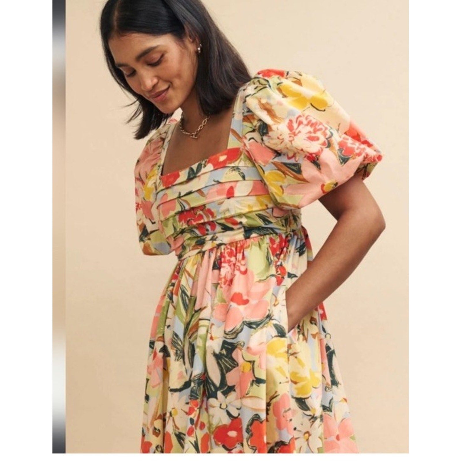 Nobody's Child Nova Mykonos Bloom Midi Dress NWT Size 10 New Organic Cotton