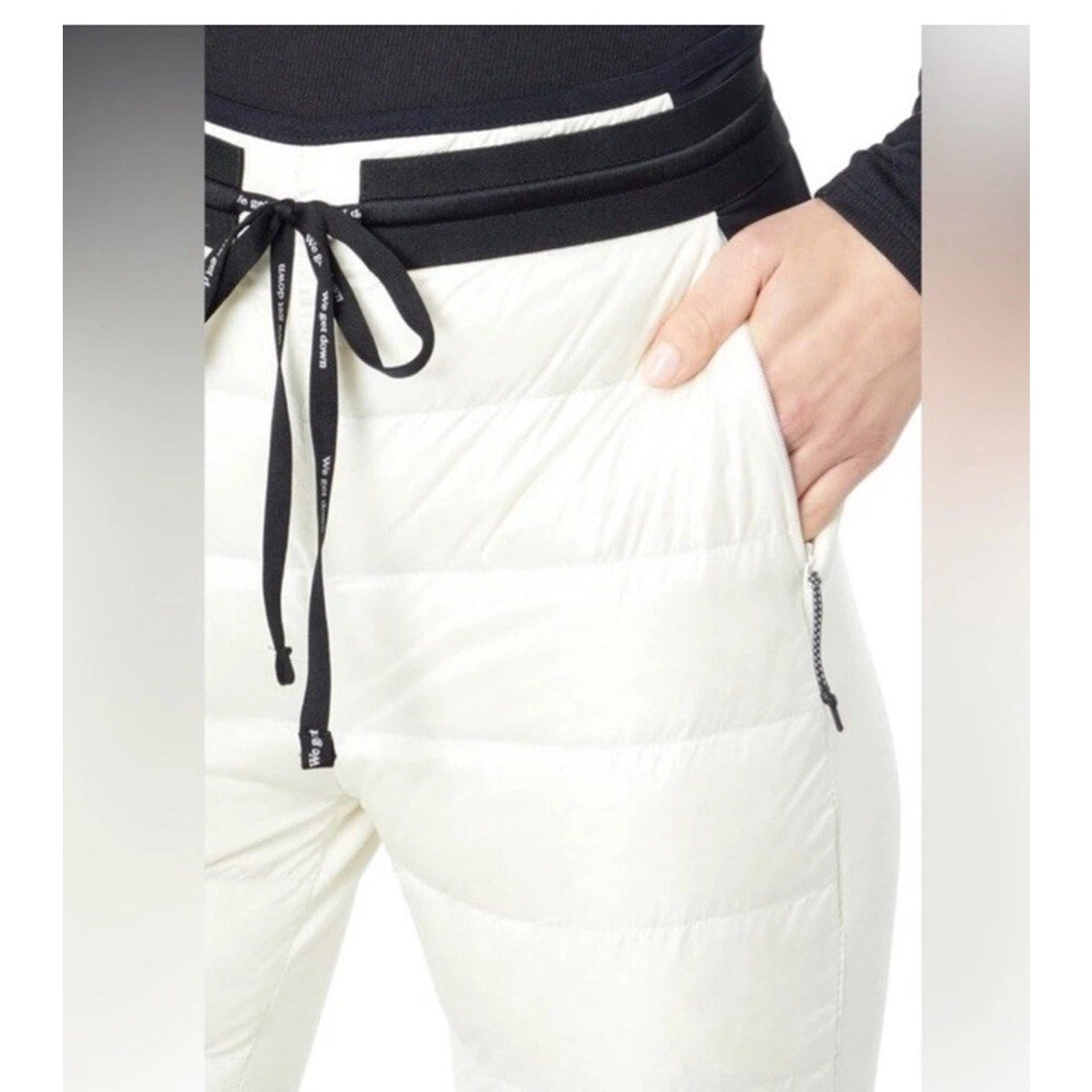 Holden Hybrid Down Jogger Pants Quilted Puffer Pull On White Pearl Womens Small