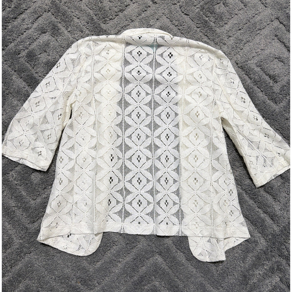 Maurices ALL LACE Embroidered White Lace Cardigan Size Large New