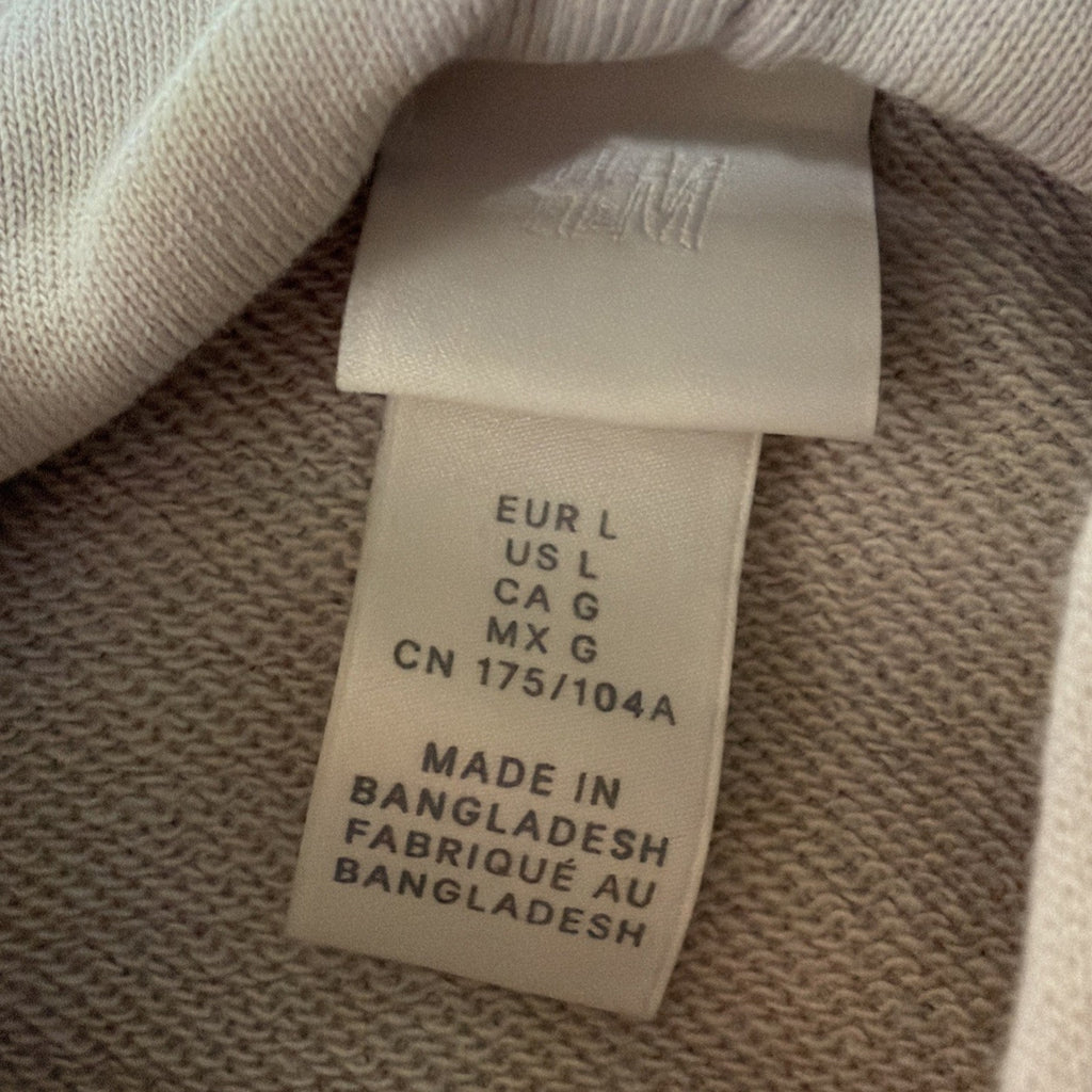 H&M Men Sweatshirt L Beige Sleeveless Drawstring Hoodie Gym Training Pullover