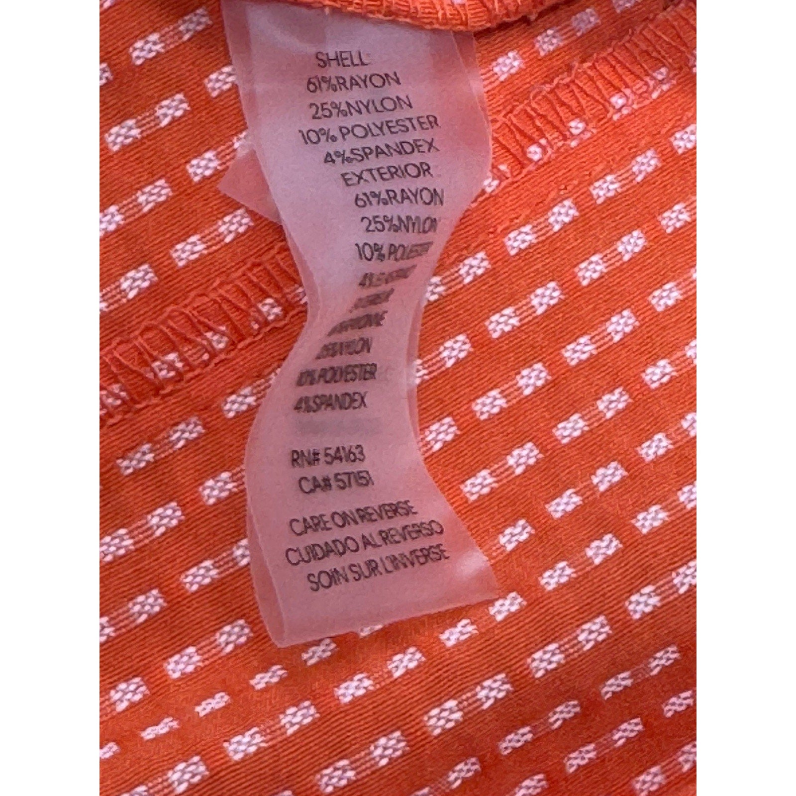 Calvin Klein Dress Orange Polka Dot Sheath Sleeveless Career Women’s Size 10