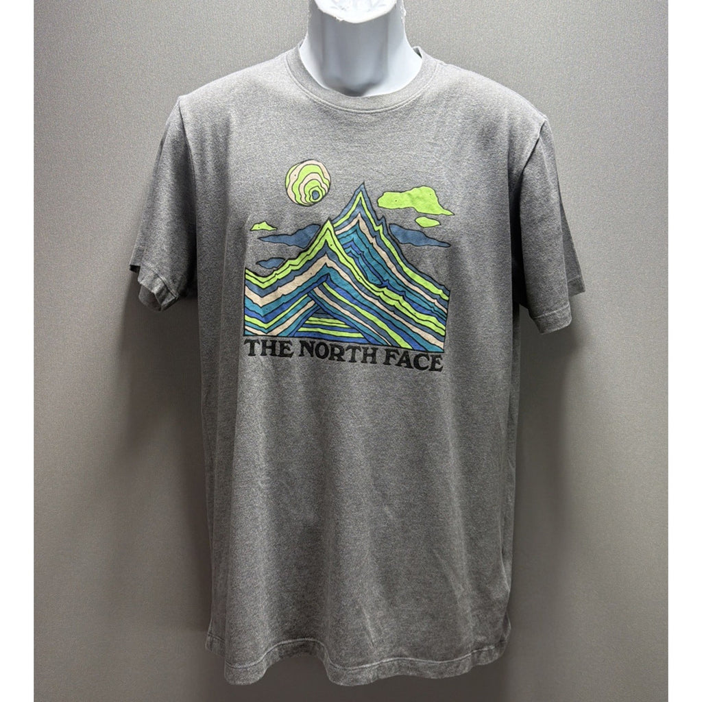 The North Face T Shirt Mens M Gray Mountain Peak Sunset Graphic Short Sleeve