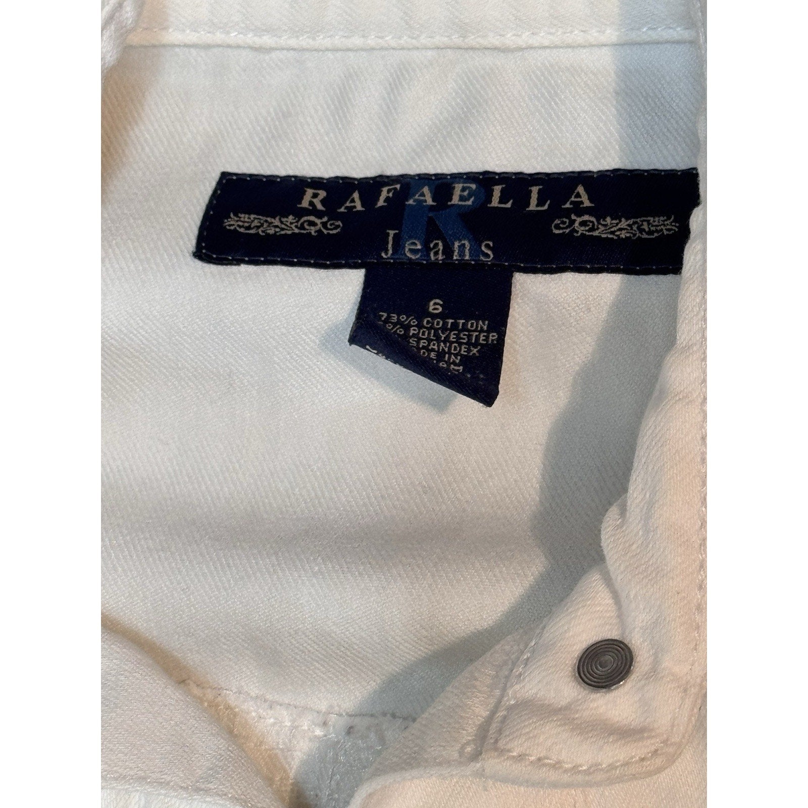 Rafaella White Denim Jacket Women's Size 6 Button Up Stretch Cotton Blend