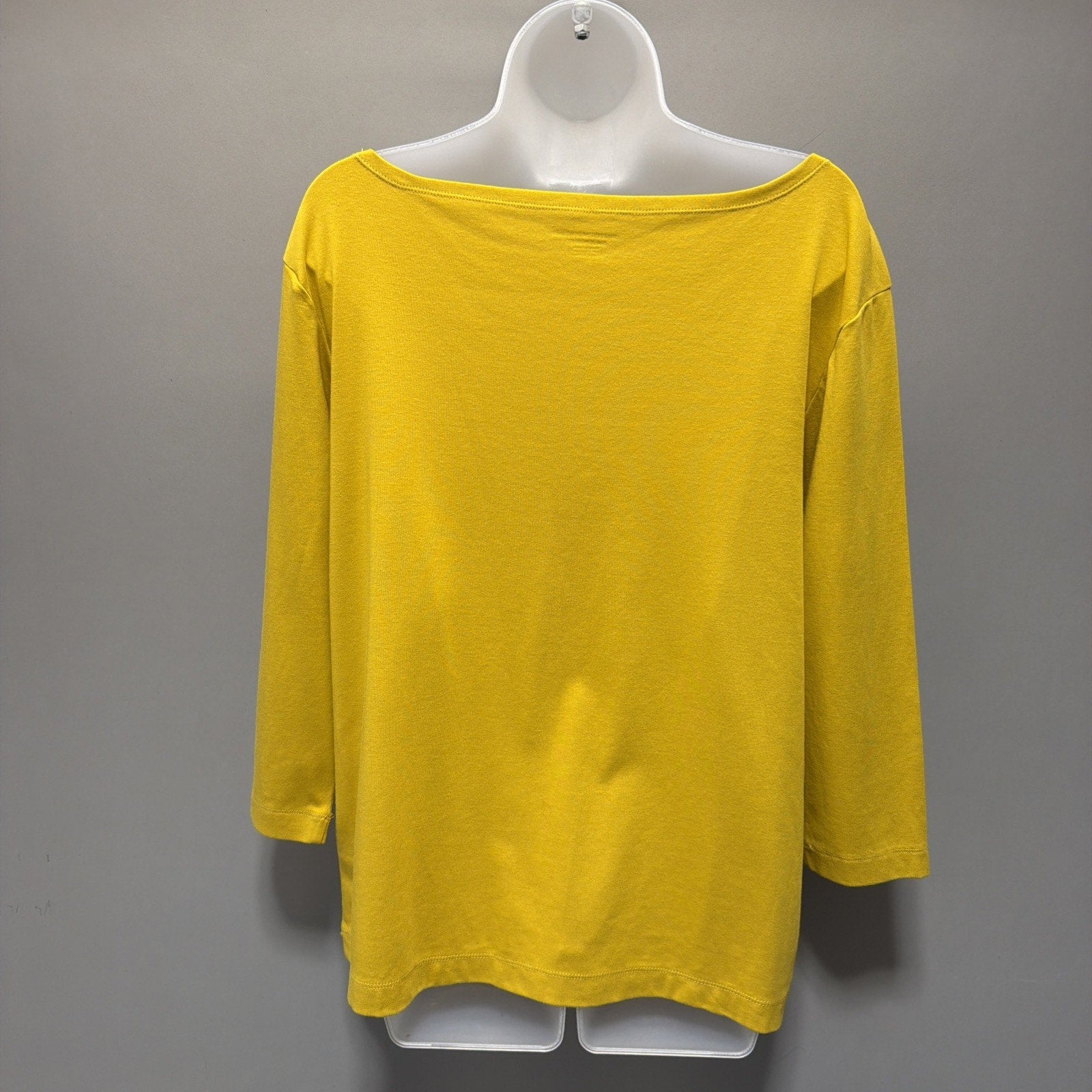 Amazon Essentials Women’s Yellow Scoop Neck 3/4 Sleeve Stretch Top Size XXL