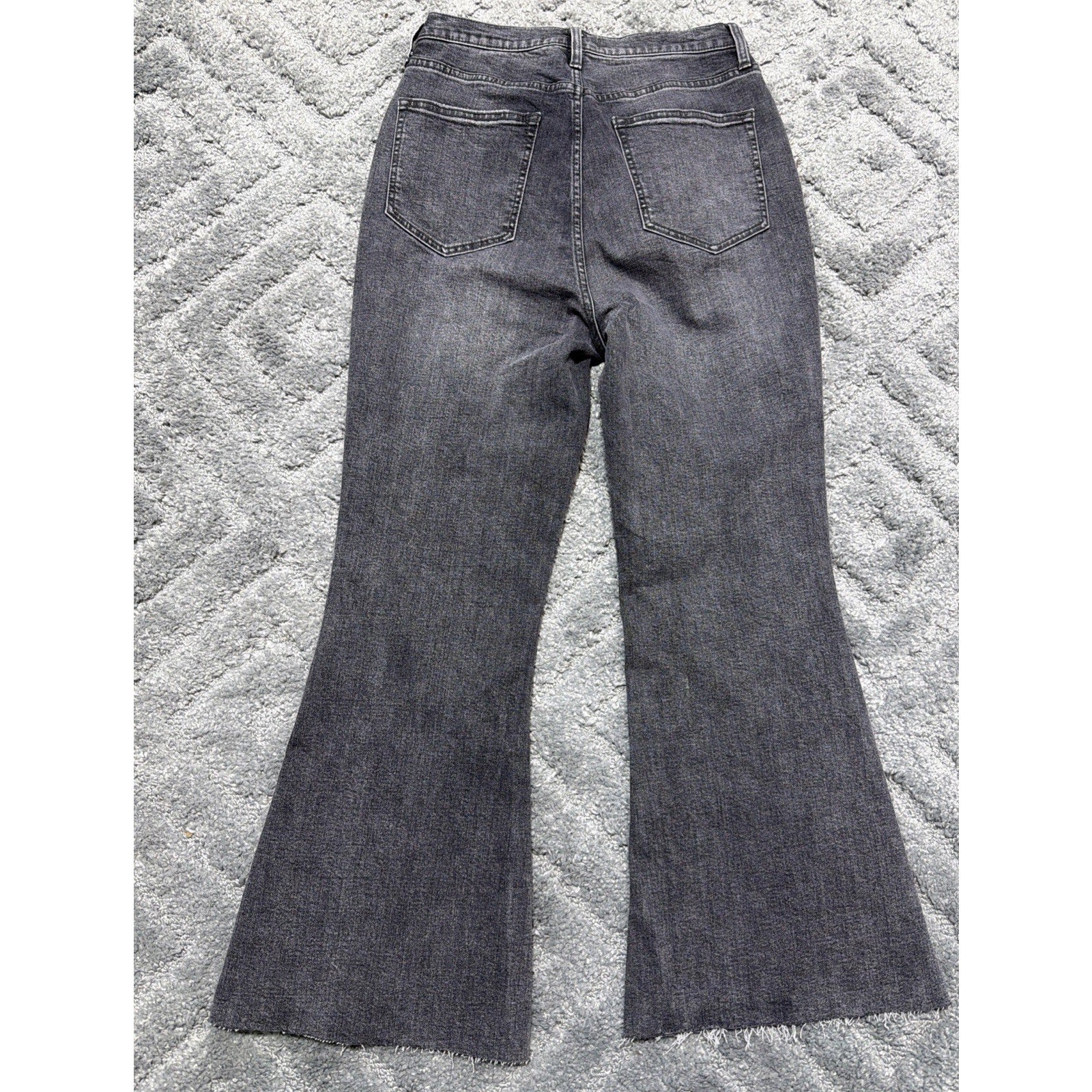 Free People We the Free Women Jeans Denim Raw Hem Curvy Flare High Rise Boho 30
