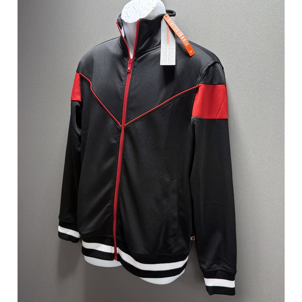 SCREENSHOT F11956 Men's Premium Track Athletic Jacket Size SMALL Black Red New