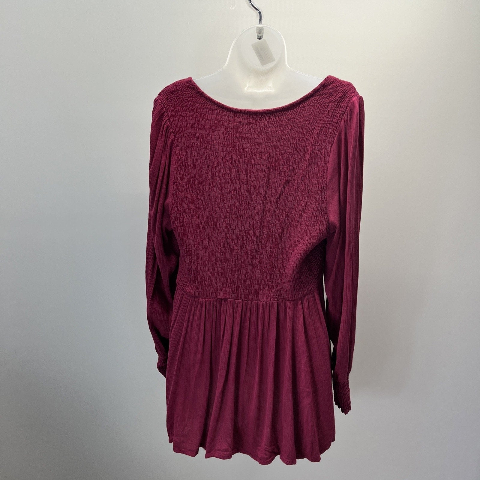 TORRID Size 1 Raspberry Elastic Smocked Bodice Empire Waist Tunic Top