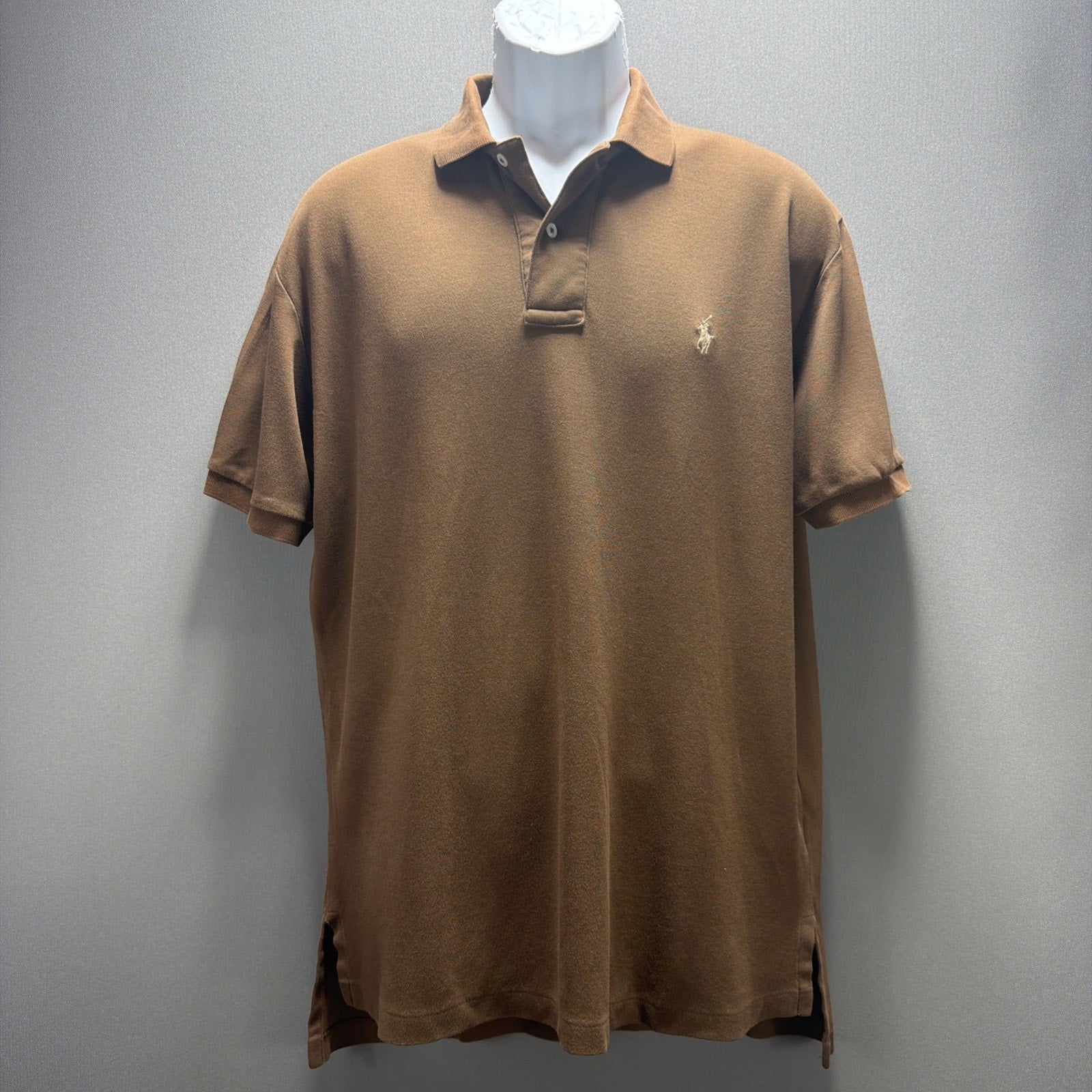 Vtg 1990s Polo Ralph Lauren Jersey Polo Shirt Mens M Brown Short Sleeve Preppy