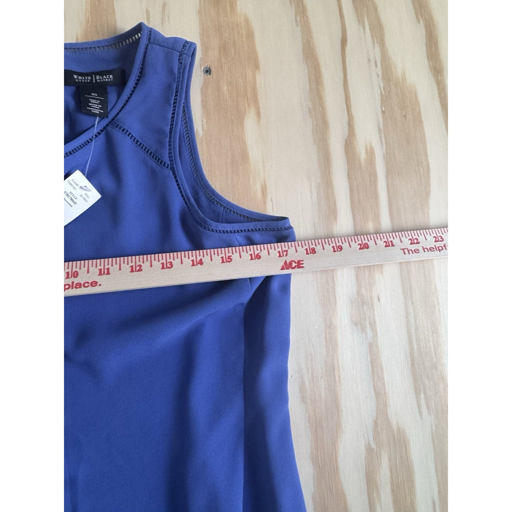 WHBM White House Black Market XS Ultra Marine Sleeveless Blouse NWT $78