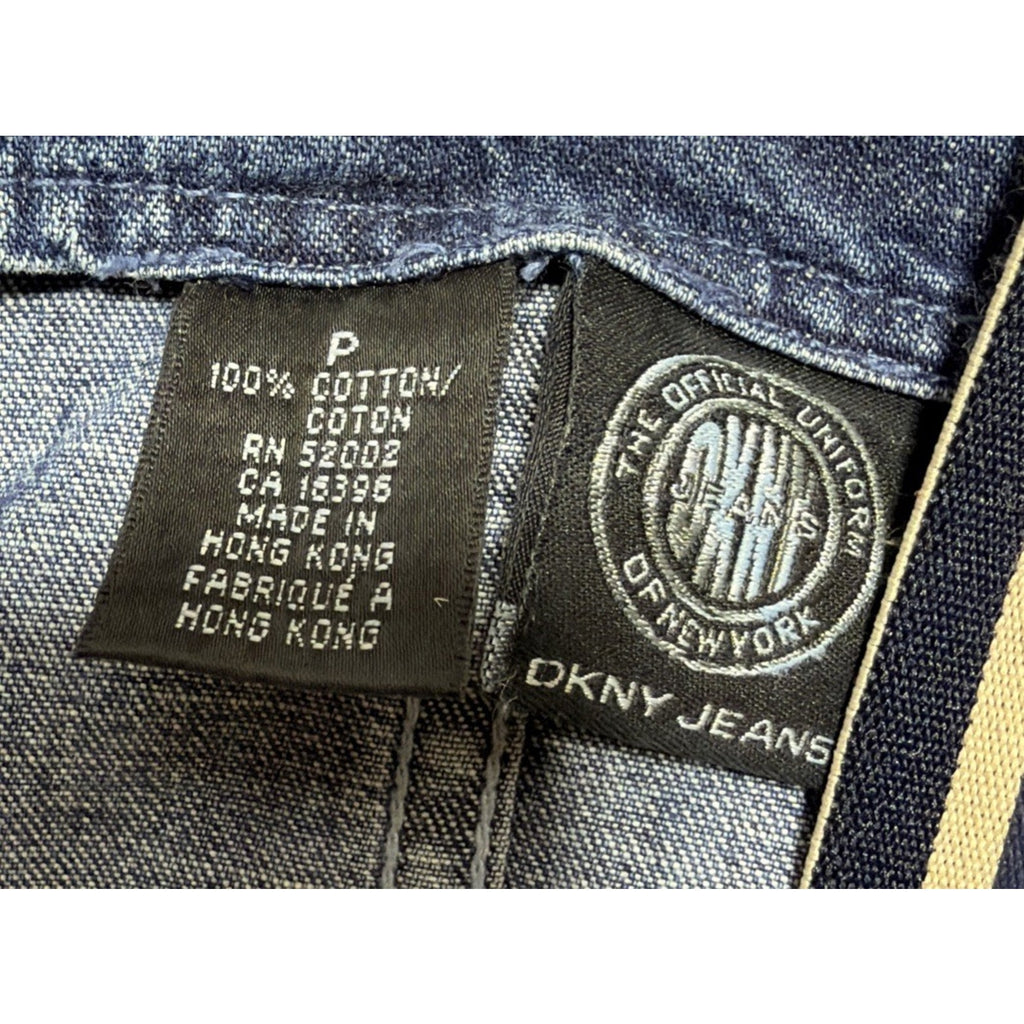 DKNY Jeans Denim Overall Dress Womens Petite Small Blue Bib Pinafore Jumper Y2K