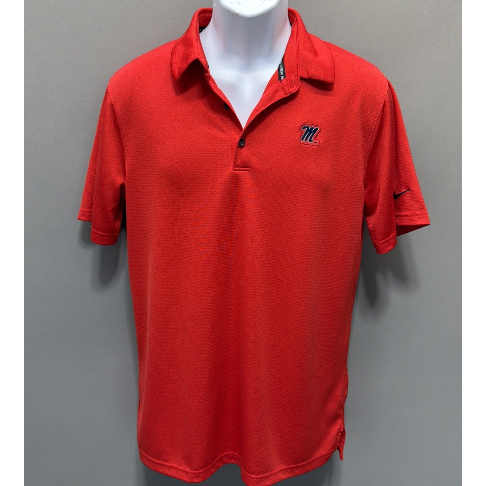 Ole Miss Rebels Nike Dri-Fit Mens POLO Medium RED jersey Embroidered Logo
