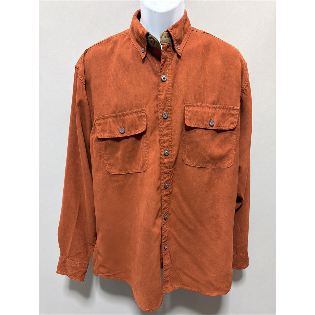 MORGAN CREEK OUTFITTERS Faux Suede Men's Shirt Size Medium Rust