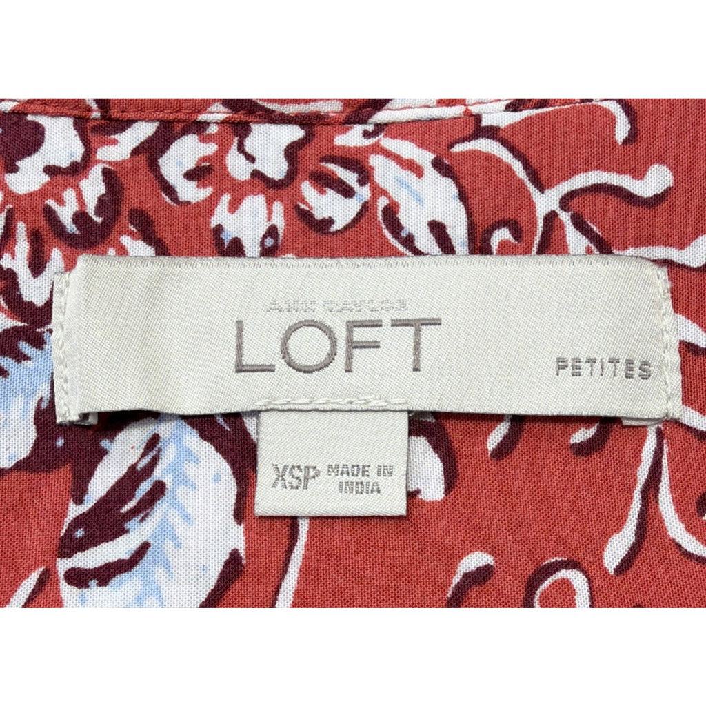 Ann Taylor Loft Petites Pink Coral Tunic Shirt Dress Floral Print Size XSP
