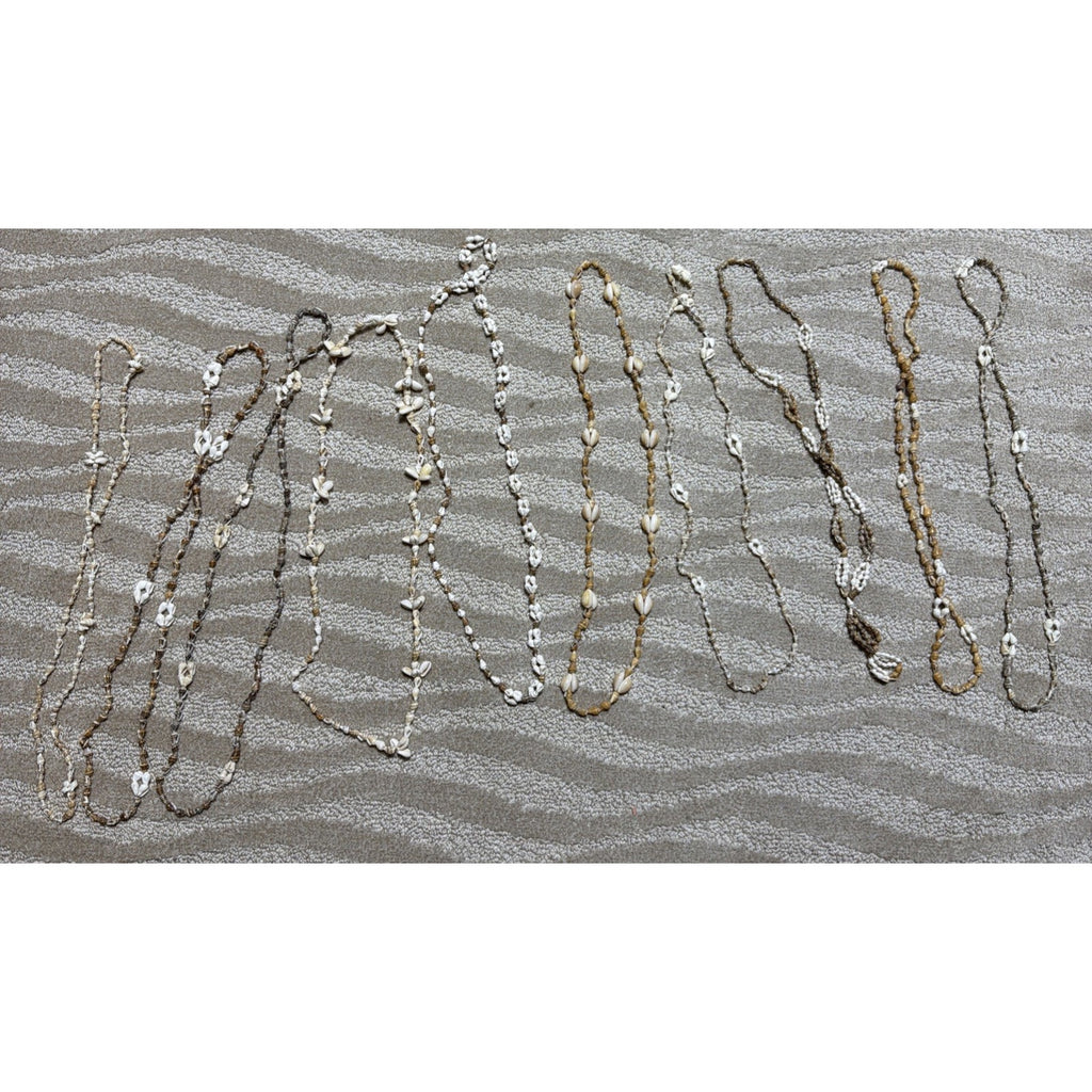 VINTAGE 10 Cowrie Sea Shell & Snail Long LEI NECKLACE Hawaii Luau Surf