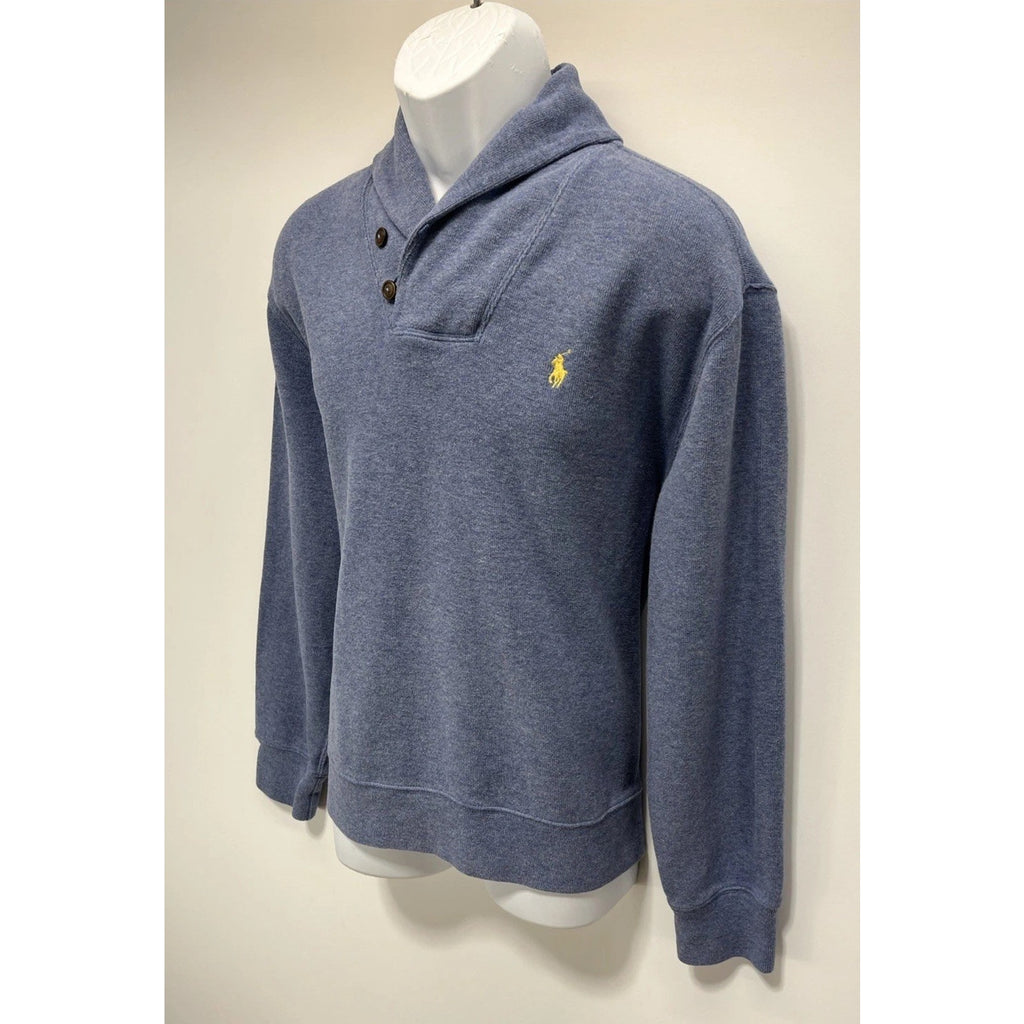 POLO RALPH LAUREN Shawl Neck Button Up Long Sleeve Sweater Blue Mens Size Large
