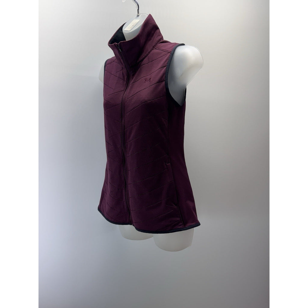Under Armour Cold Gear Womens X-Small Semi Fitted Maroon Full Zip Vest EUC