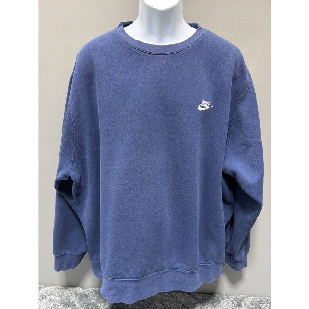 Nike Blue Vintage Y2K Black Tag Embroidered Chest Swoosh Blue Crewneck XXL