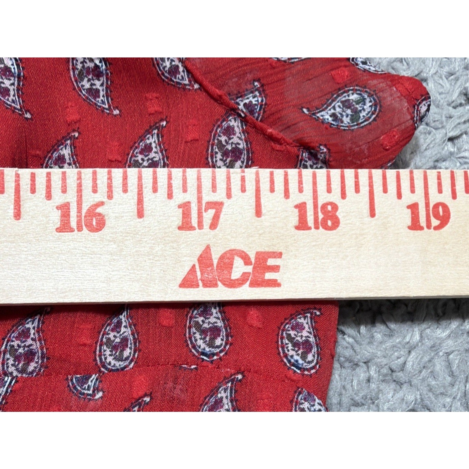 LOFT Red Paisley Clip Dot Smocked Mock Neck Lined Mini Dress Size 12 Petite