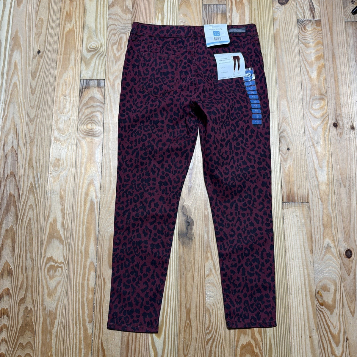 Social Standard By Sanctuary Women's 10 Ankle Skinny Burgundy Leopard Print Jean