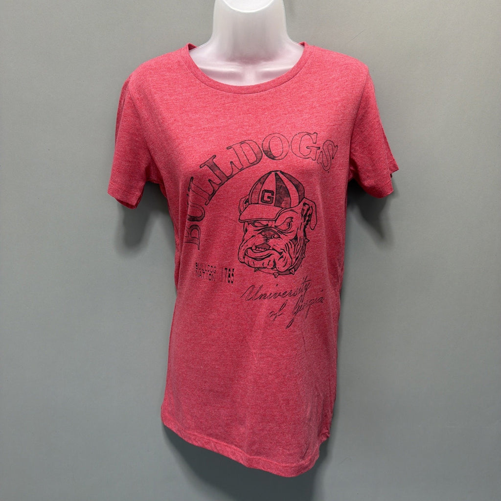 CUTE Georgia Bulldogs Women's Sz Large Red Short Sleeve Pressbox T-Shirt