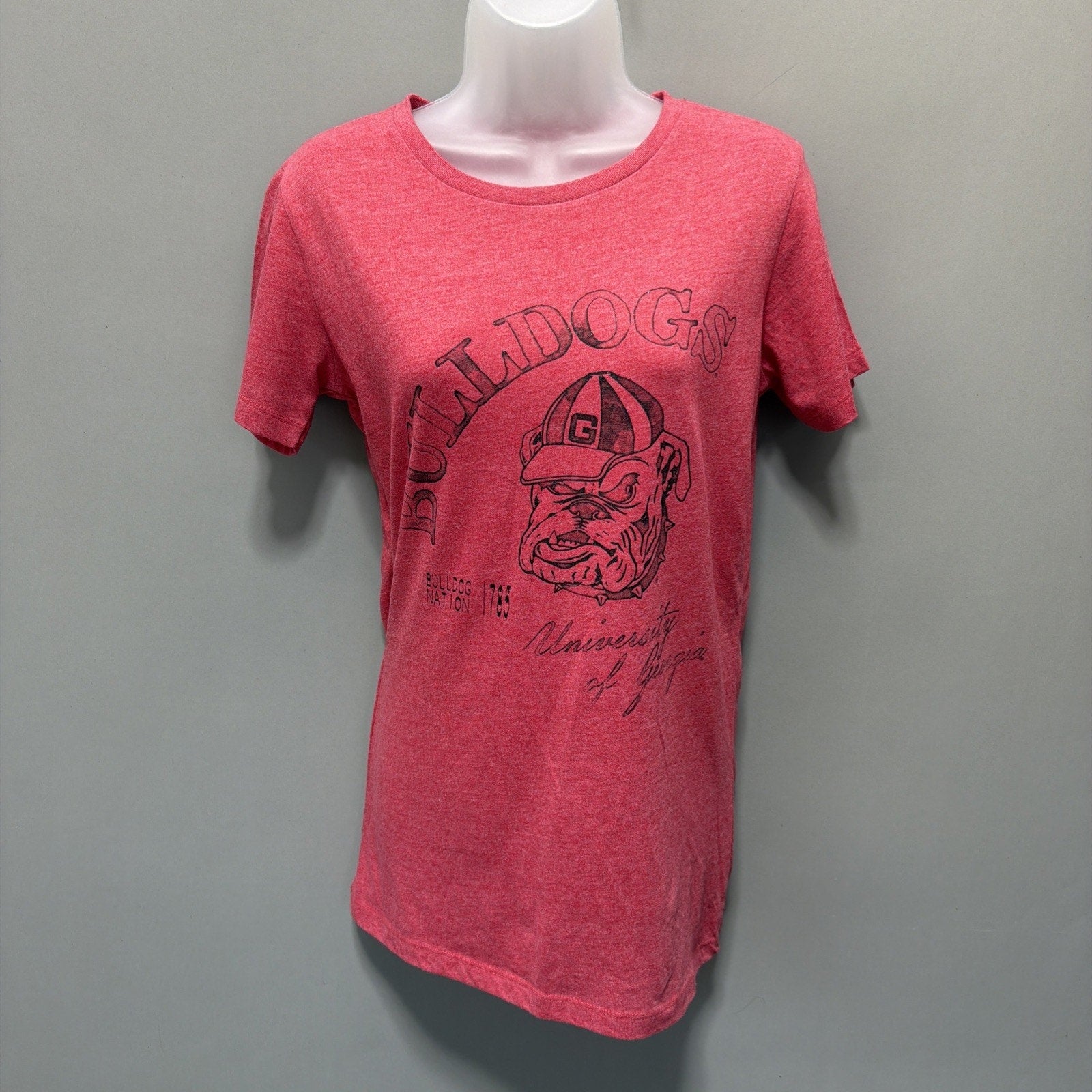 CUTE Georgia Bulldogs Women's Sz Large Red Short Sleeve Pressbox T-Shirt