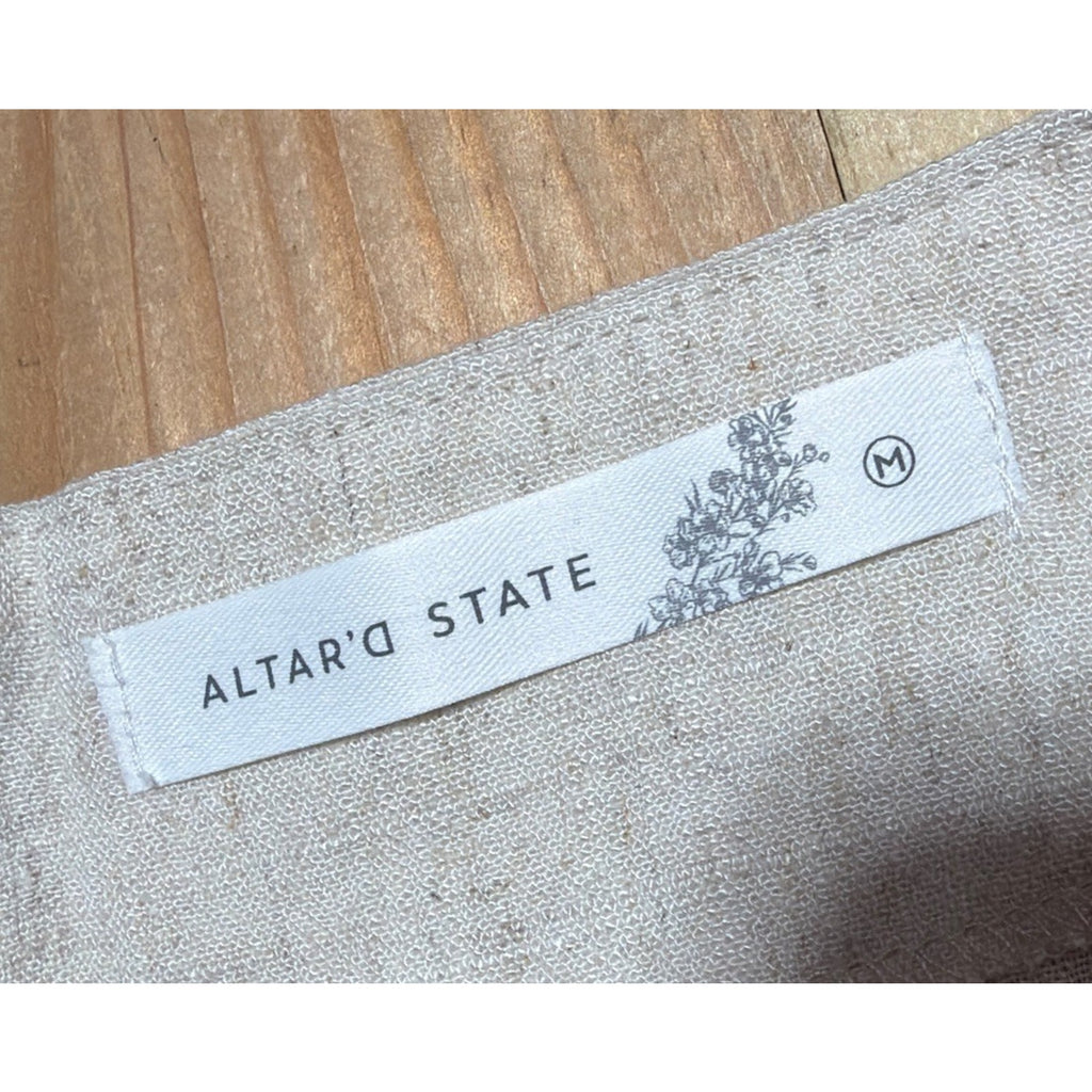 Altar'd State Linen Blend Midi Skirt Size Med Natural Oatmeal Flowy Boho NWT