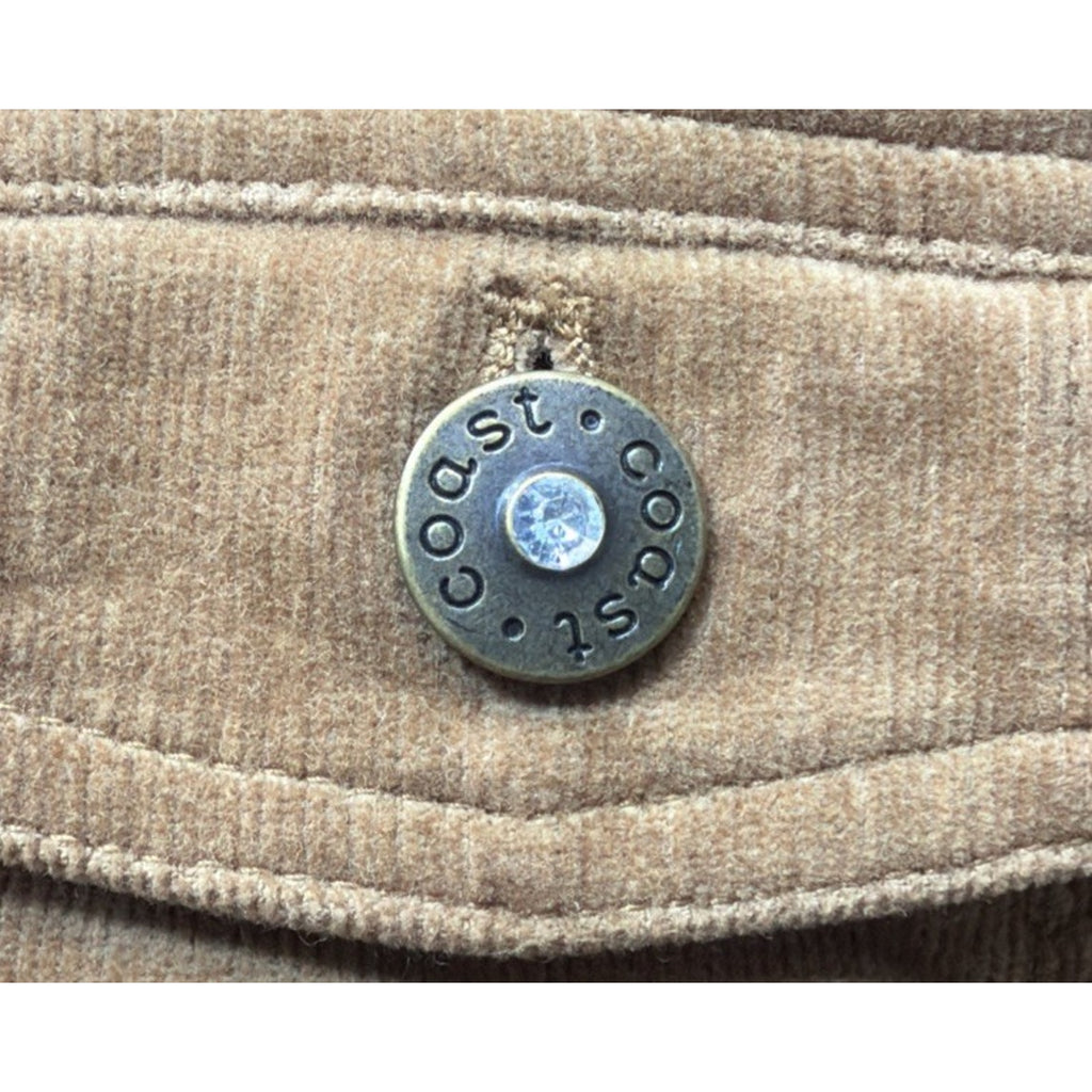 Vtg Womens M Coast To Coast San Merino Crop Corduroy Jacket Rhinestone Buttons