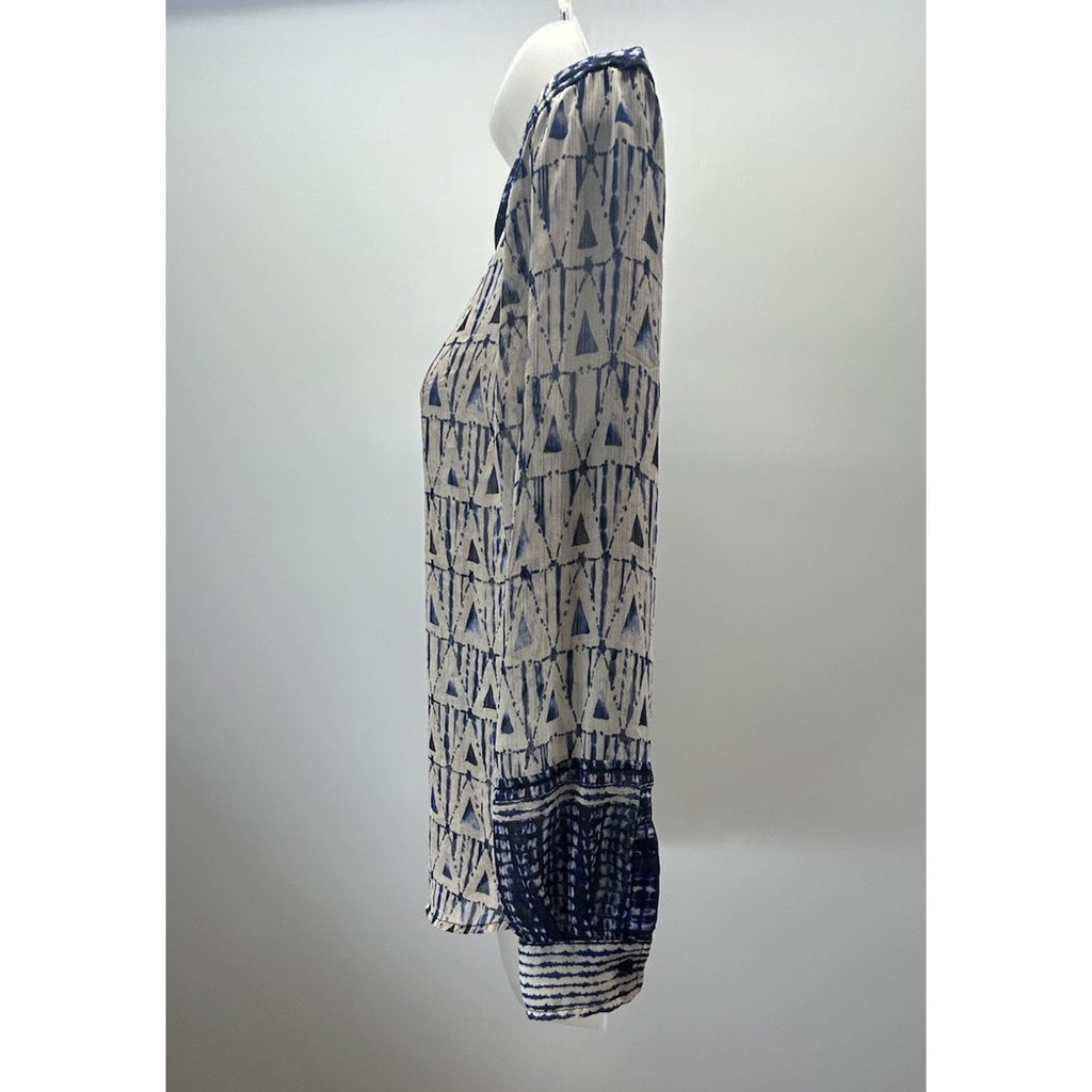 Liverpool Los Angeles Button Front Collared Blouse Grecian Tile Size SMALL.