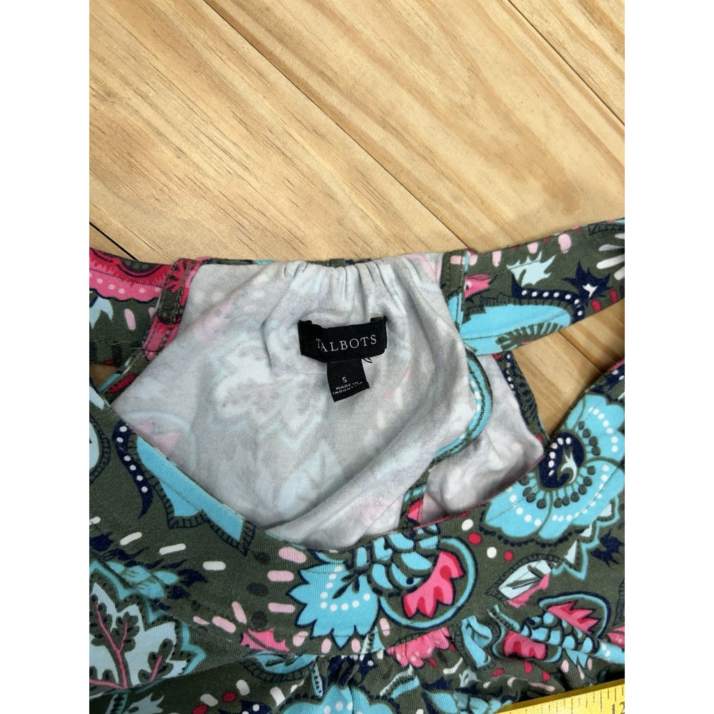 Talbots Womens Sleeveless Floral Maxi Dress Cotton Blend Size Small Stretch.