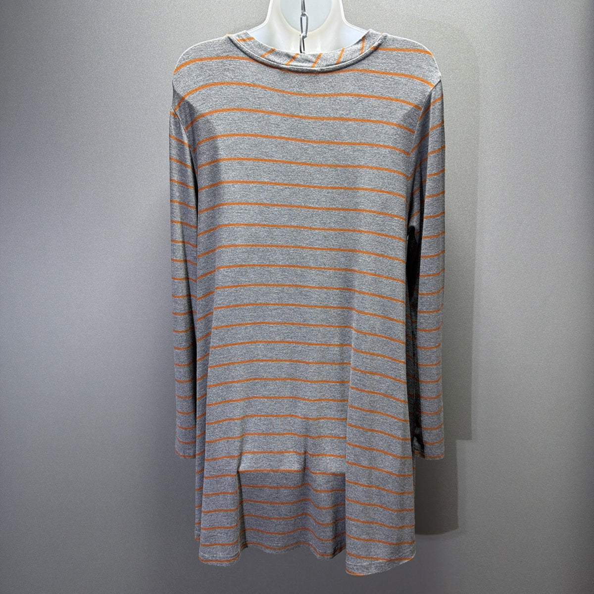 Matilda Jane Wind Song Tee Tunic Top Grey Orange Striped Size Large