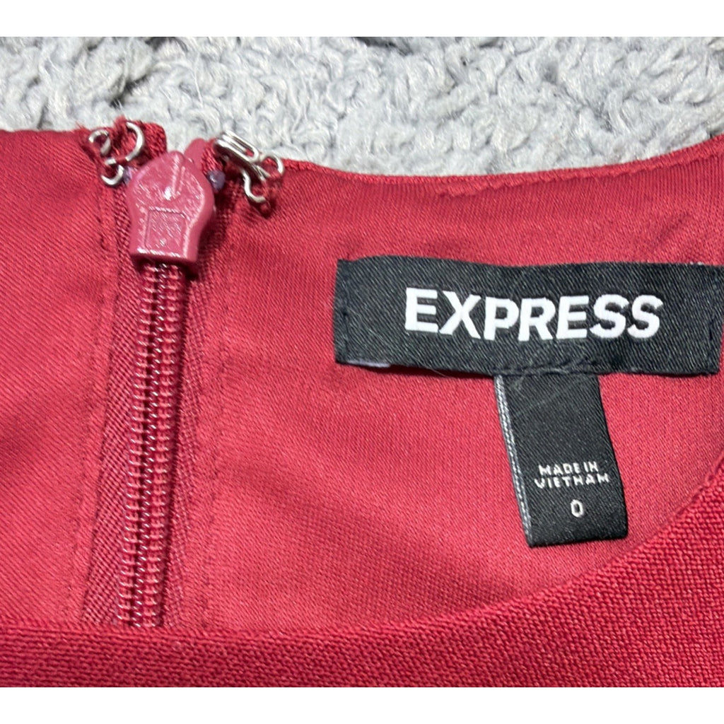 Express Womens Bodycon Red Short Sleeve Lined Dress Size 0