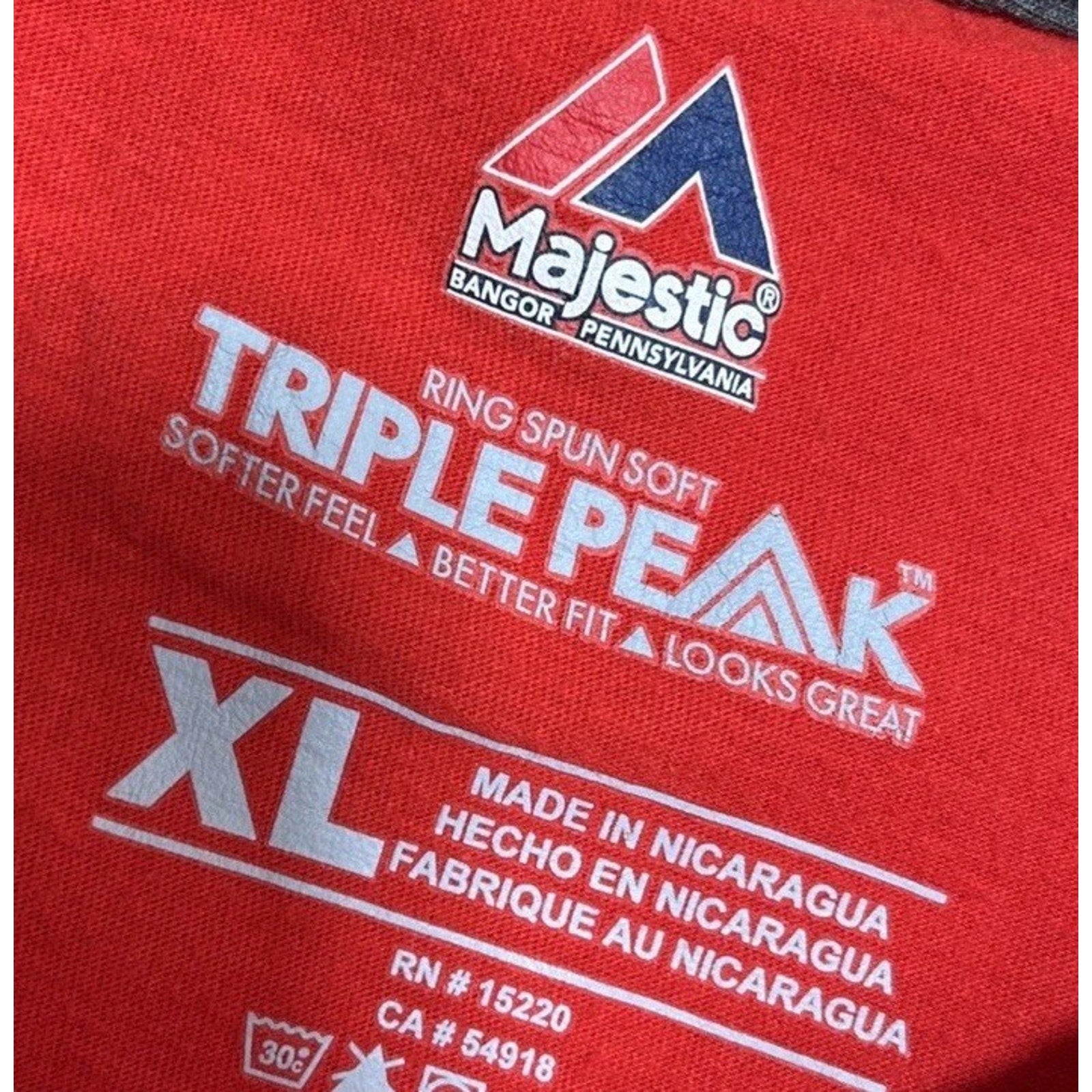 Majestic Ring Spun Soft Triple Peak T-Shirt Men Red St. Louis Cardinals MLB XL