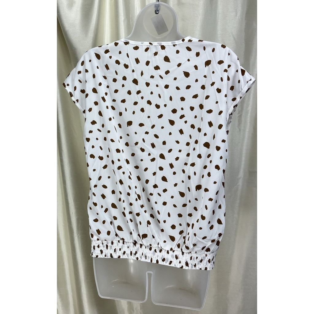 Umgee Dalmatian Print Crossbody Blouse Size Large