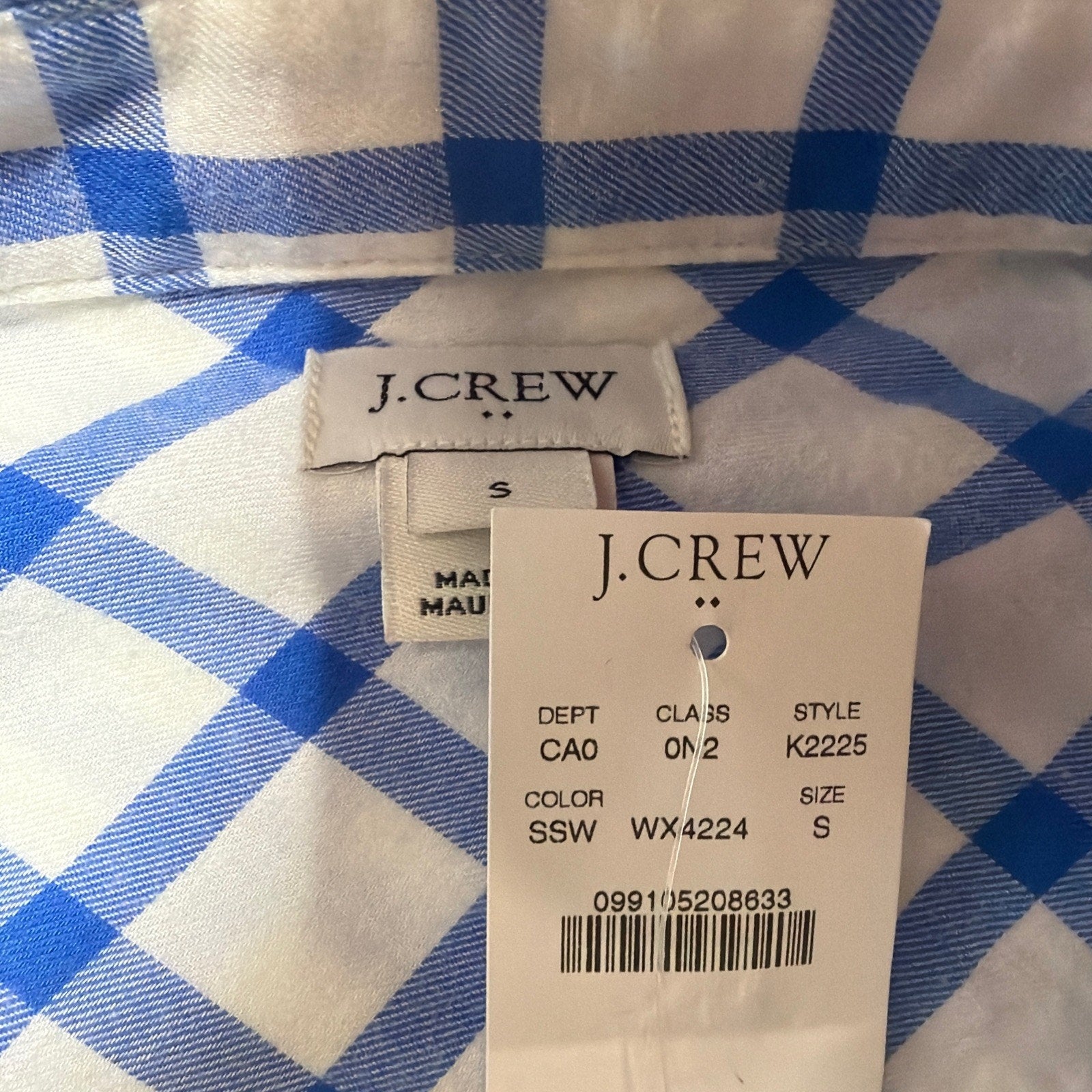 J. Crew Women’s Small Blue Check Plaid Lightweight Flannel NWT