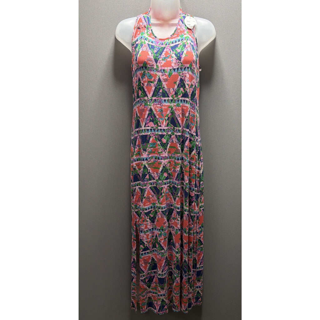 women's Ambar Aztec Midi Dress Size Slits Crotchet Back Stretch Size Small