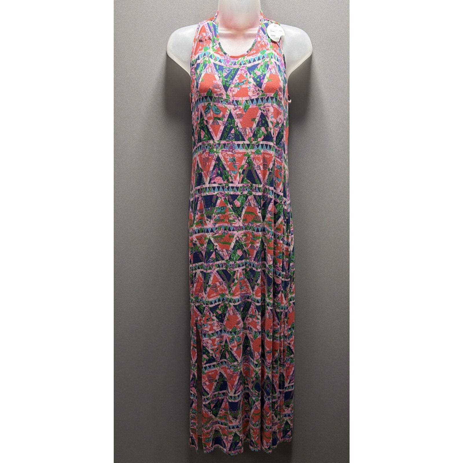 women's Ambar Aztec Midi Dress Size Slits Crotchet Back Stretch Size Small