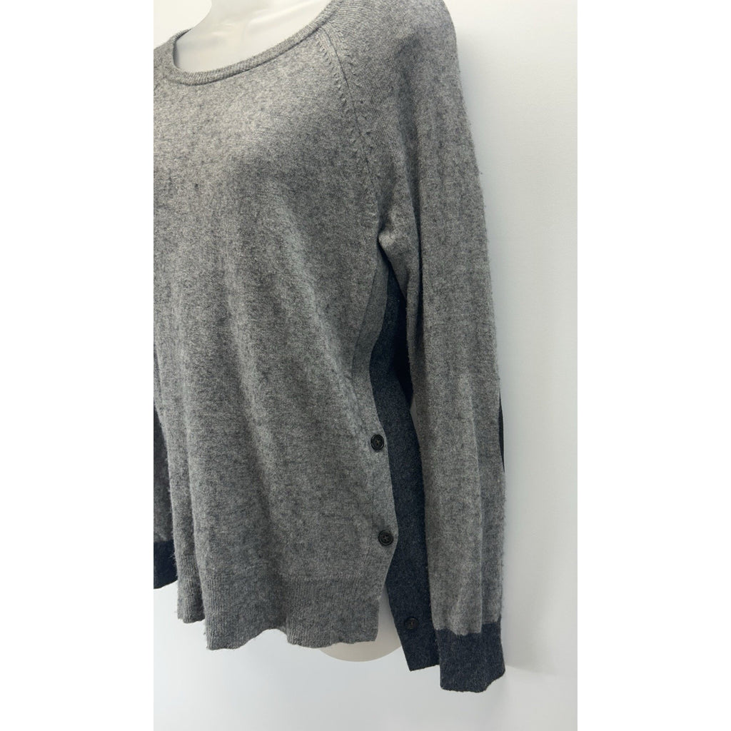 J. CREW Extra Soft Wool Blend Side Buttons Sz Small Sweater Light And Dark Gray