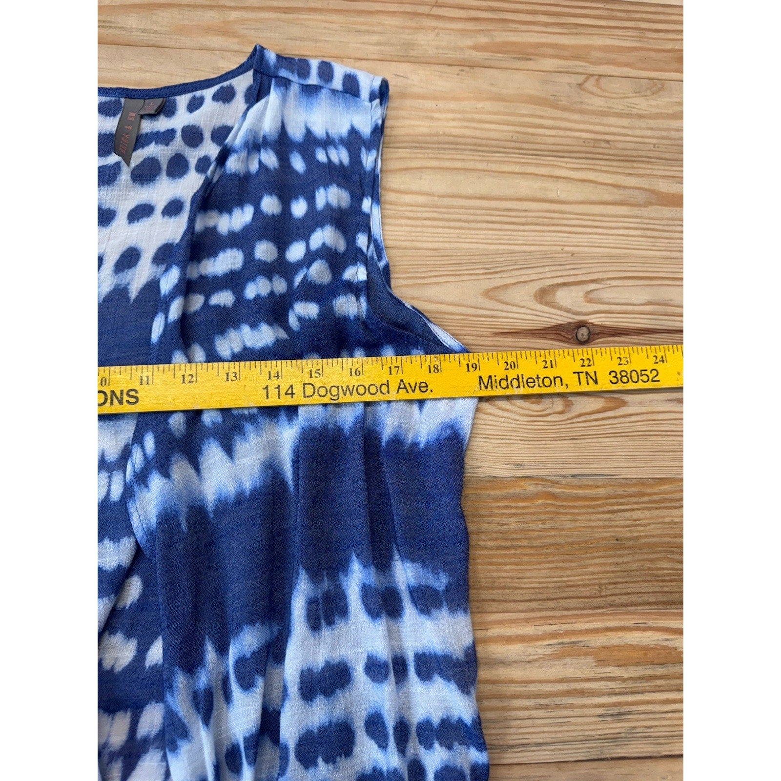 Brina & Em Women’s Sleeveless Blue & White Tie Dyed Cardigan Cover Up Size Large
